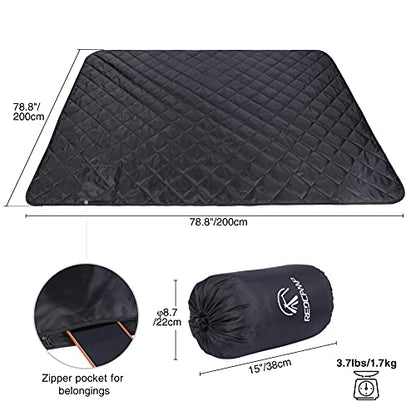 REDCAMP Large Warm Blanket with Sherpa Lining, Cold Weather Outdoor Blanket Windproof for Camping Stadium, Machine Washable 79"x 79" - color: 79"x 79" Black
