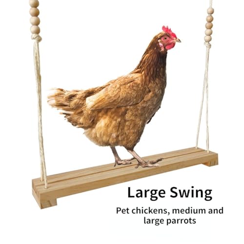 Chicken Swing Toy, Wooden Hen Swing Hanging Chicken Perch Ladder Swing Wood Stand Decorative Chicken Coop Accessories Toys Supplies for Rooster Chicken Owners & Lovers