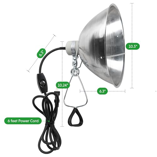 Simple Deluxe Clamp Lamp Light with 10.5 Inch Adjustable Aluminum Reflector and 6 Feet Cord, up to 250W E26 Socket (no Bulb Included), 2-Pack - size: 10.5 Inch (250 Watts), style: 2-Pack