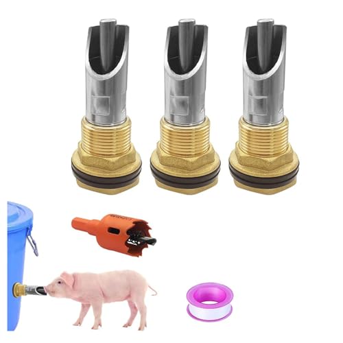 Stainless Steel Pig Water Nipple 1/2 Thread Automatic Pig Nipple Drinker Feeder Waterer for Pigs Livestock Brass 3pcs - color: Brass, size: 3pcs