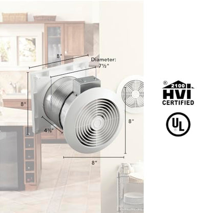 Broan-NuTone 512M Through-the-Wall Ventilation Fan White Cover, 6-Inch 70 CFM 6.0 Sones
