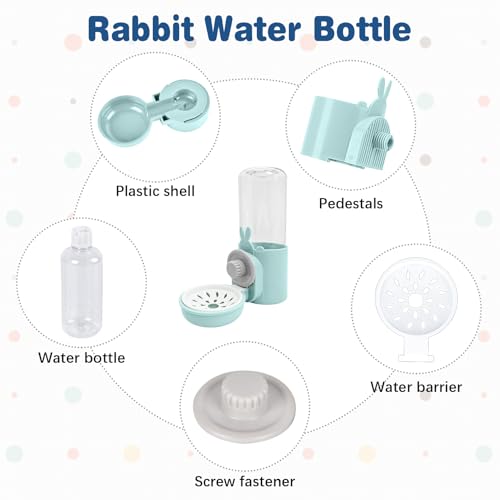 kathson Rabbit Water Dispenser for Cage 17 Oz Hanging Guinea Pig Water Bottle No Drip Gravity Automatic Bunny Water Bottle No Leak Small Animal Water Bottle for Chinchilla Ferret Hamster(Light Blue) - color: Light Blue