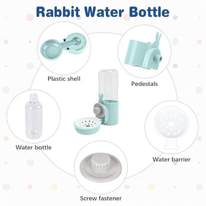 kathson Rabbit Water Dispenser for Cage 17 Oz Hanging Guinea Pig Water Bottle No Drip Gravity Automatic Bunny Water Bottle No Leak Small Animal Water Bottle for Chinchilla Ferret Hamster(Light Blue) - color: Light Blue