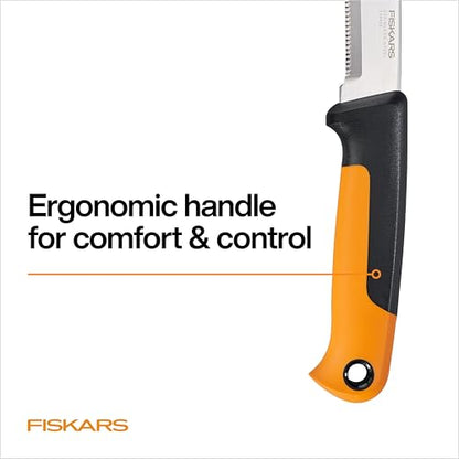 Fiskars Harvesting Knife for Produce, 6" Blade, Serrated Edge Hand Tool Perfect for Vegetables, Extended Tang Design, Garden Harvesting & Food Prep Knife, Sheath Included, Gardening Gifts for Women - style: Harvesting Knife