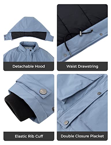 WenVen Women's Waterproof Winter Coats Warm Thicken Puffer Jackets with Detachable Hood - color: Blue, size: 3X-Large
