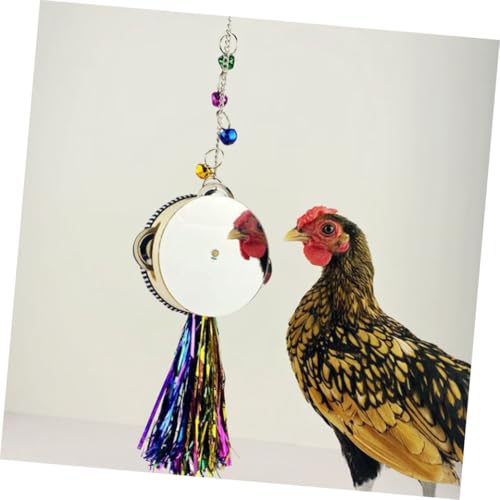 Chicken Mirror Hanging for Hens Roosters Drum Mirror Pet Enrichment Increases Activity Reduces Boredom Durable Attractive Design for Poultry Play