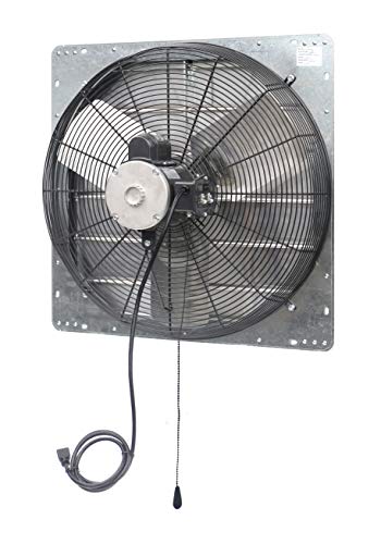 iLIVING ILG8SF24V-T 24 inch Shutter Exhaust Attic Garage Grow, Ventilation Fan with 2 Speed Thermostat 6 Foot Long 3 Plugs Cord, 24" - Variable, Silver - size: 24 In.