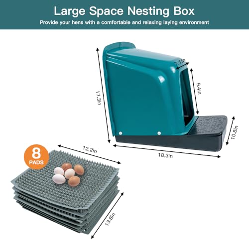 Yeeoy 8 Pack Chicken Nesting Boxes Laying Box with Swing Perch Roll Out Nesting Boxes for Hens Ducks Chickens Laying Egg Chicken Coop Nest Box Home & Farm Using