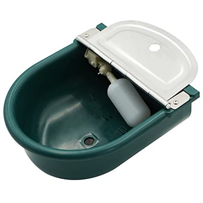MINYULUA Automatic Waterer Bowl Large Horse Waterer with Float Valve | Automatic Water Feeder Dispenser Bowl, with Drain Plug, Plastic Material, Widely Used, Easy to Clean, Easy to Install, Green - color: dark green