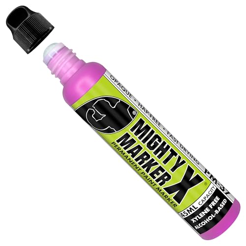 PM-37 Industrial Dauber Paint Marker - 12mm Wide Tip for Metal, Glass & Non-Porous Surfaces - Xylene Free, 45ml Capacity - Pink - color: Pink
