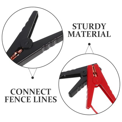 Sosoport 2pcs Electric Fence Jump Cable Kit Solar Fence Charger Wire Clips for Farm Garden Fencing System