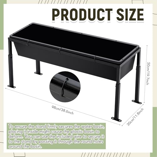 Geelin 2 Pack 38.6 Long Livestock Feeding Trough, 11 Gal Water & 66 Lbs Feed Capacity Livestock Water Trough with Adjustable Stand, Large Capacity Farm Animal Feeder for Horses, Goats, Sheep, Cattle