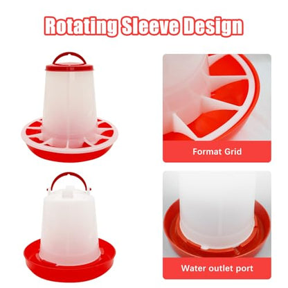 Chicken Feeder and Waterer Set, Chick Poultry Feeding Equipment Kit Automatic Feeding and Watering for Baby Turkey Guinea Fowl Quail Pigeons Ducks(2.2lb+1L)