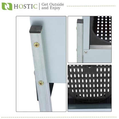 HOSTIC Red Nesting Boxes for 40 Coop with Lid with 4 Compartment Compartment Galvanized Stainless Steel and Plastic Nest Roll Out with Perch to 20 Hens