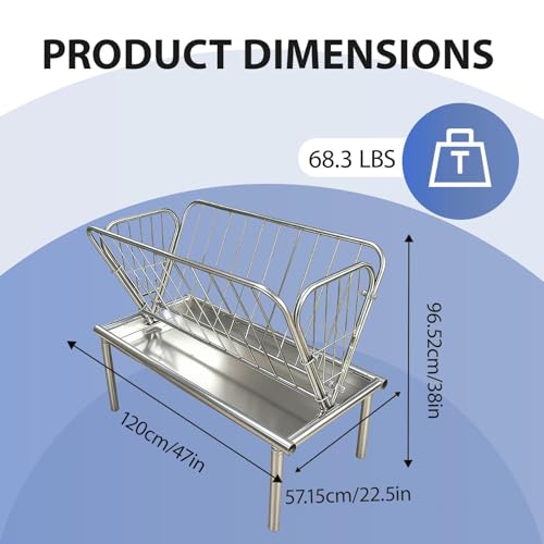 Hay Feeder, Heavy Duty Galvanized Steel, Goat Feeder, Weather Resistant, Livestock Feeder with 2-in-1 Design for Goats Sheep Horses Pasture