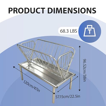 Hay Feeder, Heavy Duty Stable Build, Goat Feeder, Feed Saving Design, Livestock Feeder with Deep Trough for Livestock Pasture Feeding