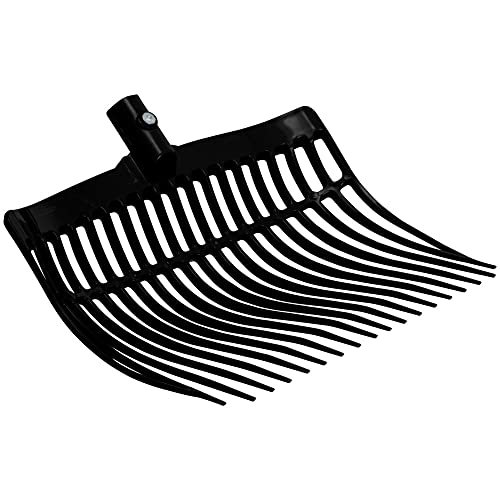 Dura-Tech Manure Fork Replacement Head 1 Bar | Easily Scoop Horse Poop Rake | Soiled Bedding Fork | Wider Pitchfork Design | Horse Manure Rake | Head Only - color: Black
