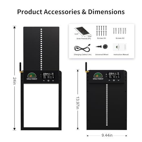 Automatic Chicken Coop Door with Remote Control, Solar Chicken Coop Door with Timer & Light Sensor, Aluminum Alloy Automatic Chicken Door with Multiple Modes