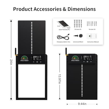 Automatic Chicken Coop Door with Remote Control, Solar Chicken Coop Door with Timer & Light Sensor, Aluminum Alloy Automatic Chicken Door with Multiple Modes