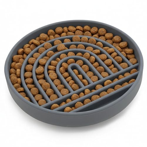 Should We Go? Slow Feeder Dog Bowls - Medium Size Silicone Slow Eating Dog Bowl for Puppies & Dogs with Suction Cup -Dishwasher-Safe,Lick Mat Design,Reduces Gulping,for All Breeds,7.5”x1.5”- Charcoal - color: Charcoal - Rainbow Design, size: Medium (7.5”