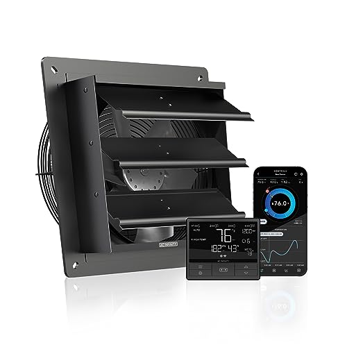AC Infinity AIRLIFT T10, Shutter Exhaust Fan 10" with WiFi Temperature Humidity Controller, EC-Motor Wall Mount Ventilation and Cooling for Sheds, Attics, Workshops, and Greenhouses - style: 10-Inch, Smart Controller