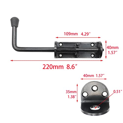 Black 2 Packs 8.5 Inch Heavy Duty Spring Loaded Latch Pin, Sliding Barrel Bolt Door Lock for Chests/Cabinets/Utility Trailer Gate, 2mm Thickened Interior and Outdoor Latch - size: 8.5