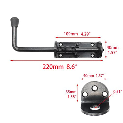 Black 2 Packs 8.5 Inch Heavy Duty Spring Loaded Latch Pin, Sliding Barrel Bolt Door Lock for Chests/Cabinets/Utility Trailer Gate, 2mm Thickened Interior and Outdoor Latch - size: 8.5