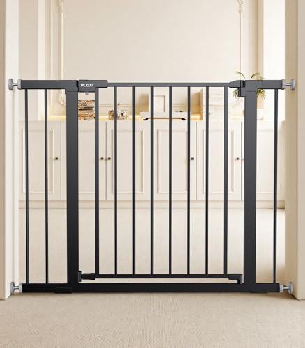 29.5-40.5" Baby Gate for Stairs, Dog Gate for Doorways, Walk Thru Auto Close Metal Baby Safety Gate for The House, Stairs and Doorways, Child Gate Pressure Mounted, Pet Gate for Dog Indoor - Black - color: Black, size: 29.5-40.5"W x 30"H