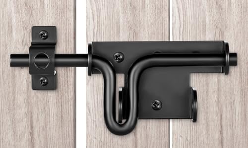 Slide Bolt Gate Latch with Padlock Hole, Heavy Duty Fence Slide Latches Outdoor Doors for Wooden Fence, Shed Door, Vinyl Door - size: 1 Pack