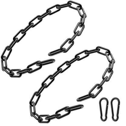 Gate Chain Lock, 23.6 Inch 304 Stainless Steel Chain Fence Gate Latch with Carabiner, Outdoor Hardware Lock Chain for Yards, Pet Cages, Horse Goat Dog Stall Barn and Fence Gates (Black Dia 4mm-2Pcs) - color: Black Dia 4mm-2Pcs