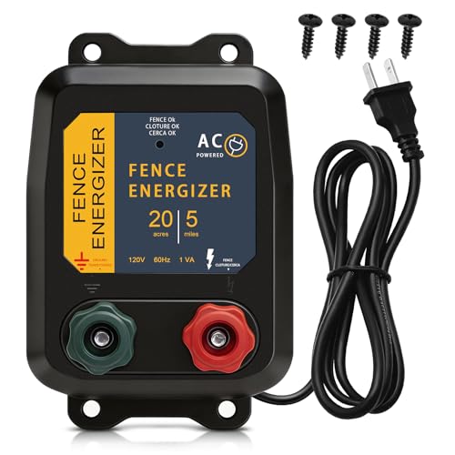 Electric Fence Energizer for Preventing Wild Animals Intruding，PE5 Electric Fence Charger，5-Mile/20 Acres Output Voltage 5000 V 0.2 Joule - size: PE5