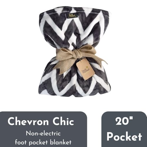 PediPocket Patented Foot Pocket Blanket – 50” x 70” with 20” Deep Foot Pocket, Plush Velvety Fleece Blanket, Everyday Luxurious Comfort, Machine Washable, Great Gift Idea – Chevron Chic (non-electric) - color: Chevron Chic