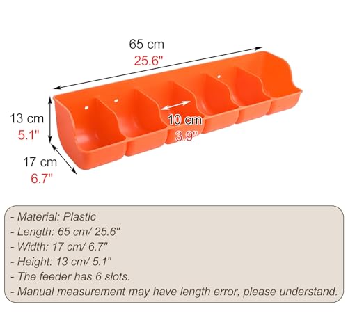Smooth Plastic Small Piglet Feeder, Multi-Compartment Water Trough with Semi-enclosed Design, Livestock Feed Trough for Duck, Chicken(Orange L65cm/25.6") - size: Orange L65cm/25.6"