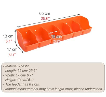 Smooth Plastic Small Piglet Feeder, Multi-Compartment Water Trough with Semi-enclosed Design, Livestock Feed Trough for Duck, Chicken(Orange L65cm/25.6") - size: Orange L65cm/25.6"