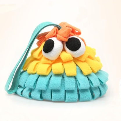 Pinecone Pet Snuffle Toy with BB Squeaker & Crinkle Paper | Interactive Hide and Seek Food Puzzle Toy | Hangable Design for Small Dogs & Small Pets | Mental Enrichment & Playtime Use (Yellow) - color: yellow