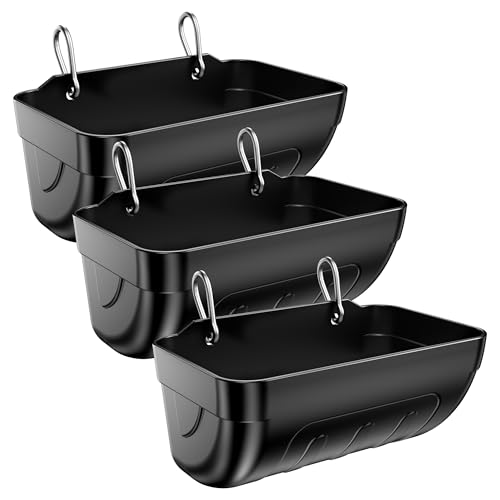 Goat Feeders Hanging, Chicken Waterer Feeder Trough for Poultry Livestock (3 * 3.5 Quart Black) - size: 3*3.5 Quart