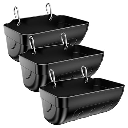 Goat Feeders Hanging, Chicken Waterer Feeder Trough for Poultry Livestock (3 * 3.5 Quart Black) - size: 3*3.5 Quart