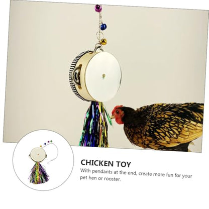 Chicken Mirror Hanging for Hens Roosters Drum Mirror Pet Enrichment Increases Activity Reduces Boredom Durable Attractive Design for Poultry Play