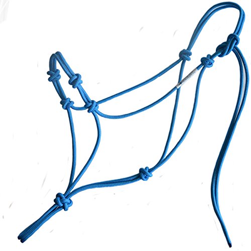 Horse Rope Training Halter - 4 Knot 1/4" Stiff Halter Cord - Used by Famous Trainers Multiple Sizes Multiple Colors - color: Blue, size: Large