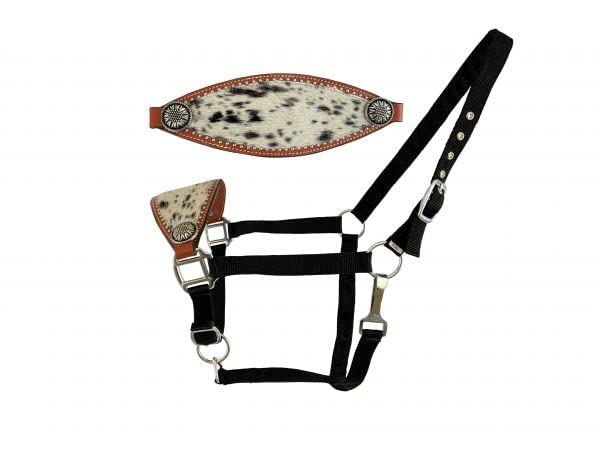 Showman Leather Bronc Halter w/Hair-On Cowhide Inlay
