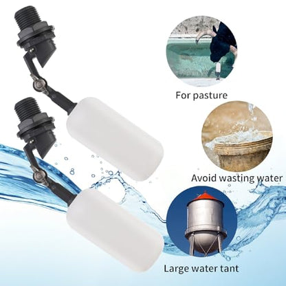 0.5 Inch Float Valves Automatic Water Filler for animal drinking 1/2" Adjustable Float Valve for Ponds & Livestock Troughs Durable Plastic and Easy Install for farm use (3-Pack White)