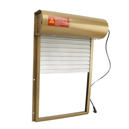 Zerodis Automatic Chicken Coop Door, Solar Powered Opener with Timer Light Sensor HD LED Display, Iron Metal Plastic Frame for Chicken Duck Goose Poultry Safety (Gold) - color: Gold