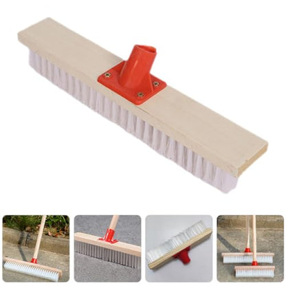 Housoutil Hard Bristle Floor Scrub Brush with Long Handle, Sturdy Nylon Patio Cleaning Brush for Outdoor Deck, Bathroom, and Carpet Stain Removal, 40cm Stiff Bristle Scrubber for Heavy-Duty