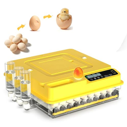 72 Egg Incubator for Hatching Eggs, Fully Automatic Egg Incubator with Auto Temp/Water/Turning, for Chicken Duck Goose Quail Pigeon Turtle Eggs, Humidity Control by Bottles, 360° View Clear Window