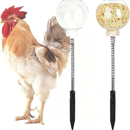 Chicken Slow Feeder Ball & Enrichment Toys for Hens Poultry, Chicken Pecking Toys, Interactive Boredom Busting Chicke-n Coop Accessories, Spring Loaded Swing Feeder for Parrots Ducks Birds - size: 1pcs