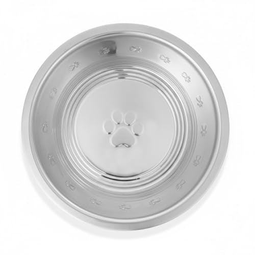2-Pack Stainless Steel Dog Bowls, 9" Wide, 3" Height ~ Pet Food, Water Dish fits Raised Pet Feeder with Hole Width 8.3" to 8.7" - color: Double Pack, size: 8 cup (Embossed)