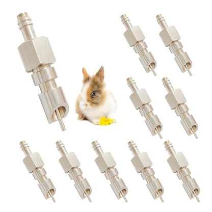 Stainless Steel Water Nipples Metal Automatic Watering System Kit for Rabbit Bunny and Rat - color: silver