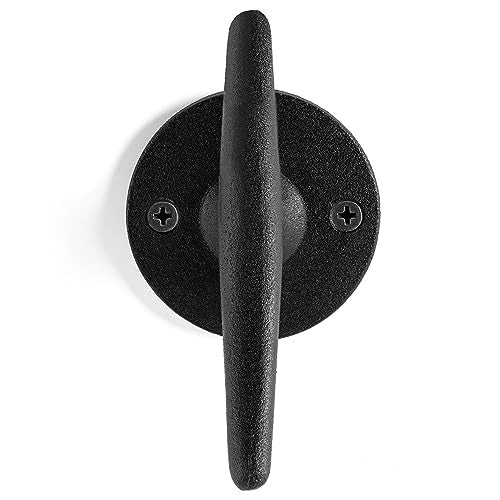 Cast Iron Coat Hooks - Boat Cleat Nautical Marine Entryway Decor Multi-Purpose Hat Towel Hanging Hook - Durable & Rust-Resistant - Includes Mounting Hardware - 4 Pack (Large, Black) - style: Boat Cleat Large (Black)