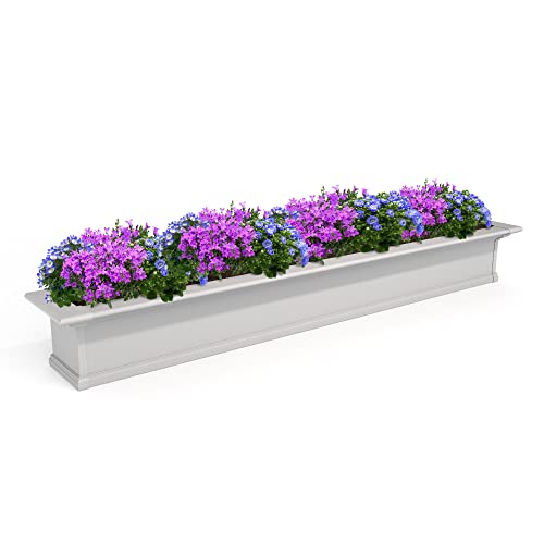 Mayne Yorkshire 7ft Window Box - White - 84in L x 12in W x 10in H - with 1.6 Gallon Built-in Water Reservoir (8827-W) - size: 7-Foot