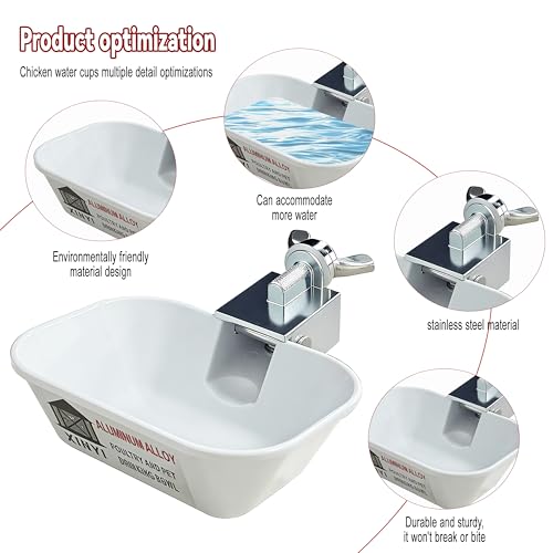 XINYI 2pcs Aluminum Alloy Chicken Water Cups, Automatic Metal Chicken Water Feeder for Dog, Cat, Bunnies, Ferret, Hamster, Guinea Pig, Chinchillas, Mice, Rats, Goat, Bird, Rabbit Water Bowl